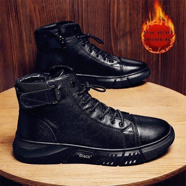 Men’s Black Casual Canvas Boots – Stylish Everyday Lace-Up Shoes