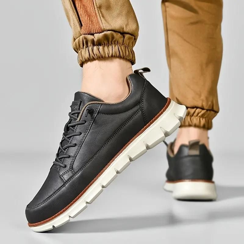 Men’s Black Ultra-Comfy Soft Sole Sneakers – Lightweight Casual Lace-Up Shoes