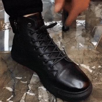 Men’s Black Casual Canvas Boots – Stylish Everyday Lace-Up Shoes
