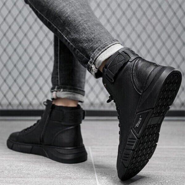 Men’s Black Casual Canvas Boots – Stylish Everyday Lace-Up Shoes
