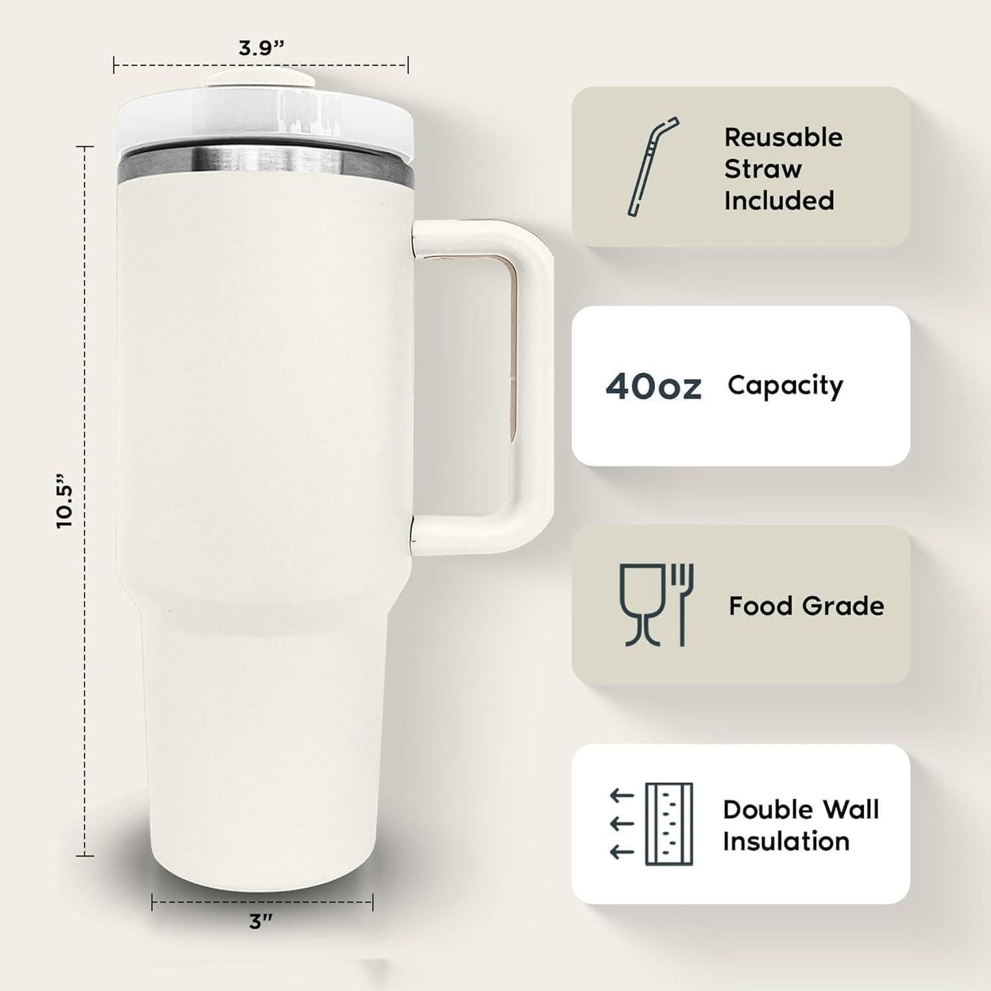 Stainless Steel Tumbler with Lid & Straw – Vacuum Insulated Cup for Water, Tea, or Coffee