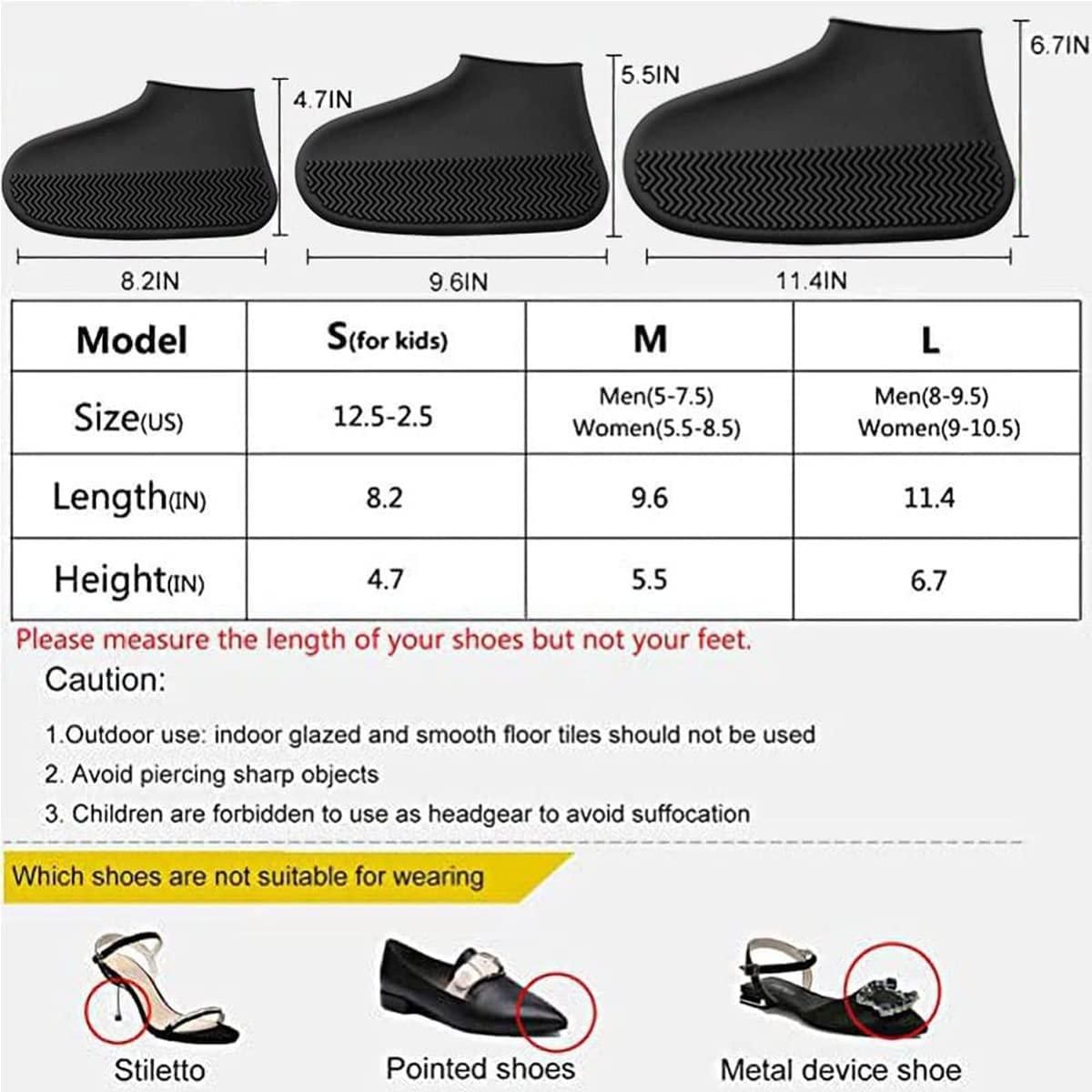 Silicone Waterproof & Anti-Skid Shoe Covers – Reusable Boot Protectors (L & XL Sizes)
