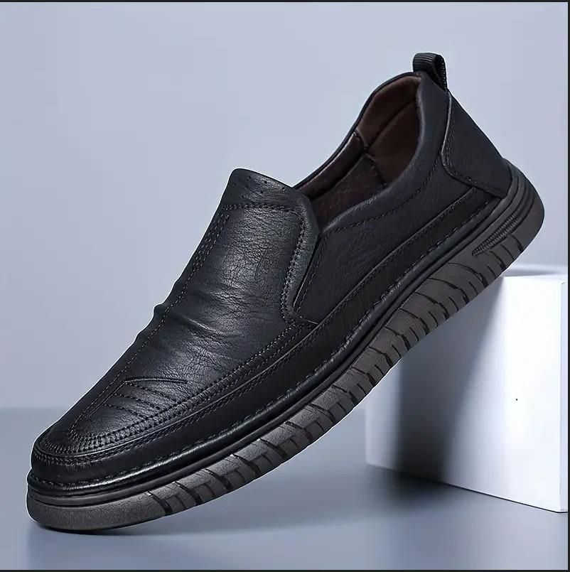 Men’s Black Formal Slip-On Shoes – Stylish & Comfortable Synthetic Leather