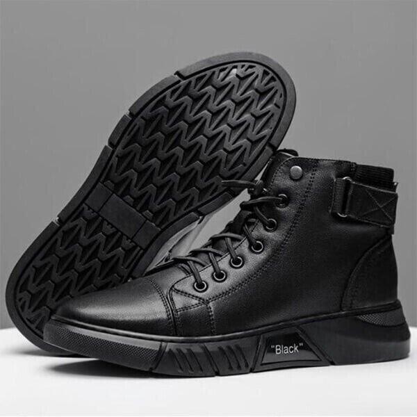 Men’s Black Casual Canvas Boots – Stylish Everyday Lace-Up Shoes