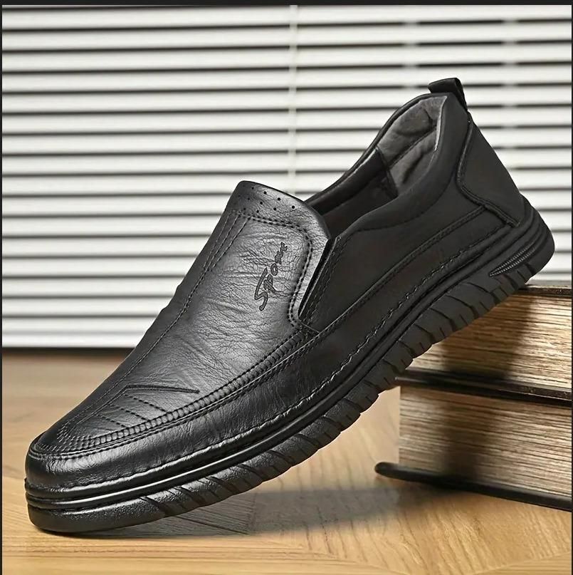 Men’s Black Formal Slip-On Shoes – Stylish & Comfortable Synthetic Leather