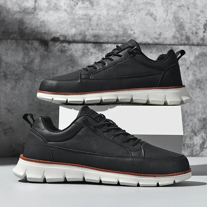 Men’s Black Ultra-Comfy Soft Sole Sneakers – Lightweight Casual Lace-Up Shoes