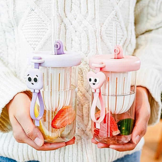 Fruit Infuser Glass Tumbler with Straw