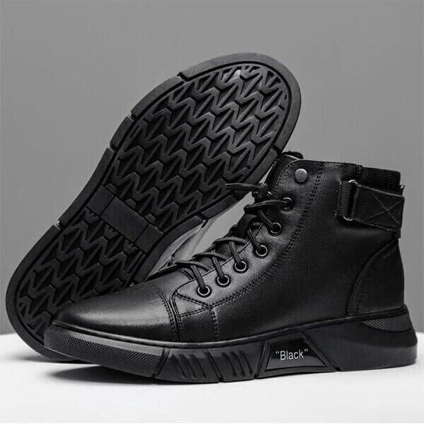 Men’s Black Casual Canvas Boots – Stylish Everyday Lace-Up Shoes
