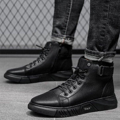 Men’s Black Casual Canvas Boots – Stylish Everyday Lace-Up Shoes
