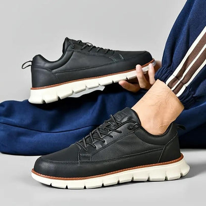 Men’s Black Ultra-Comfy Soft Sole Sneakers – Lightweight Casual Lace-Up Shoes
