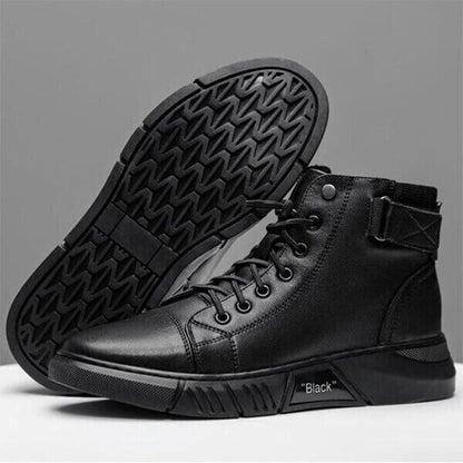 Men’s Black Casual Canvas Boots – Stylish Everyday Lace-Up Shoes