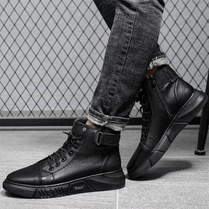 Men’s Black Casual Canvas Boots – Stylish Everyday Lace-Up Shoes