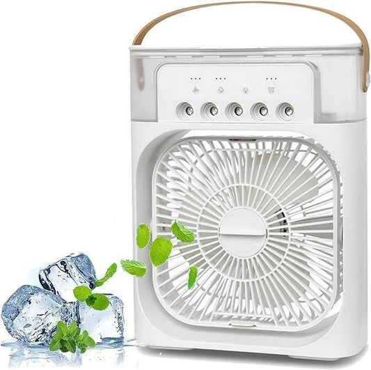 Portable USB Mist Fan & Air Cooler – Multifunction Spray Humidifier Fan for Home