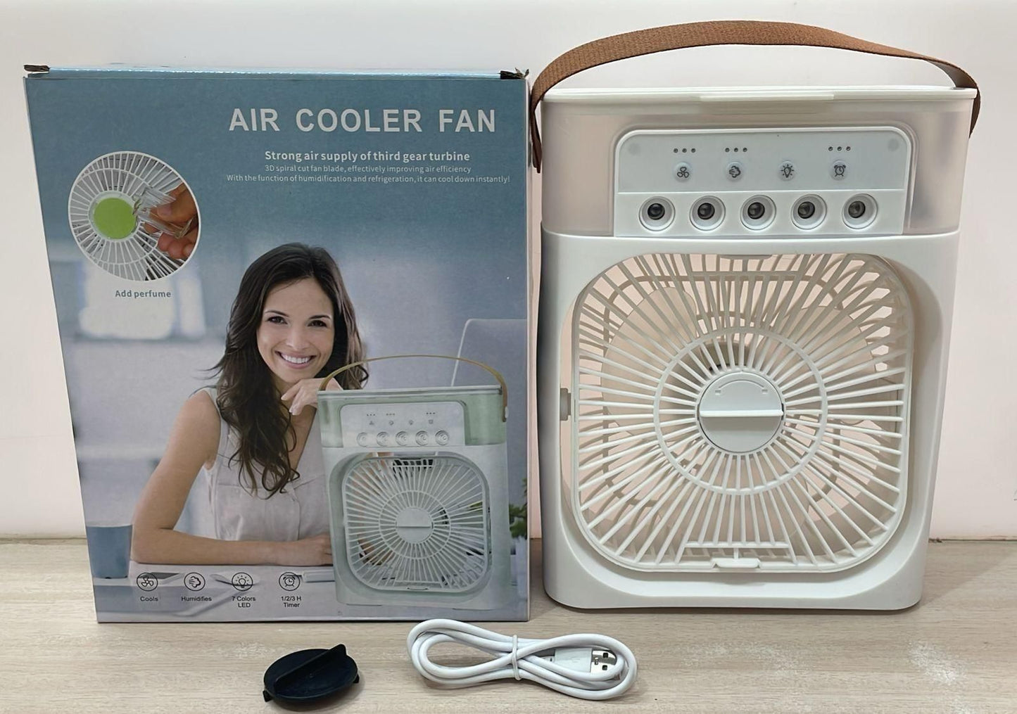Portable USB Mist Fan & Air Cooler – Multifunction Spray Humidifier Fan for Home