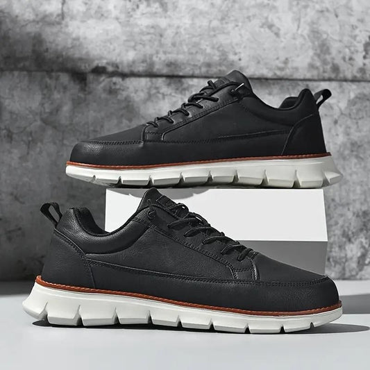 Men’s Black Ultra-Comfy Soft Sole Sneakers – Lightweight Casual Lace-Up Shoes