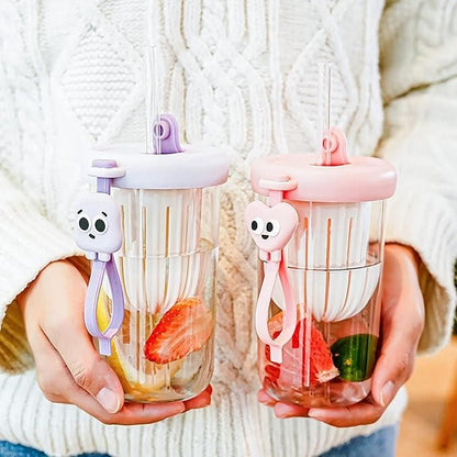 Fruit Infuser Glass Tumbler with Straw