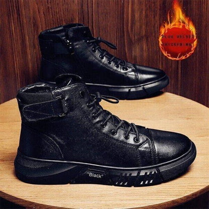 Men’s Black Casual Canvas Boots – Stylish Everyday Lace-Up Shoes