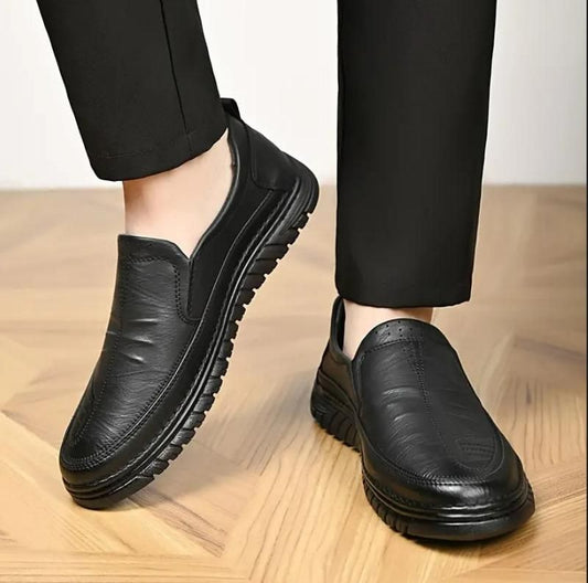 Men’s Black Formal Slip-On Shoes – Stylish & Comfortable Synthetic Leather