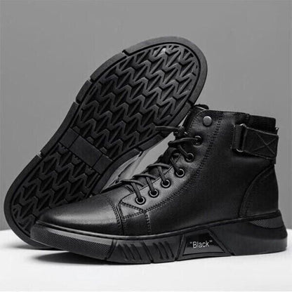 Men’s Black Casual Canvas Boots – Stylish Everyday Lace-Up Shoes