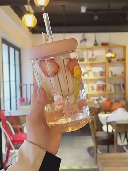 Fruit Infuser Glass Tumbler with Straw